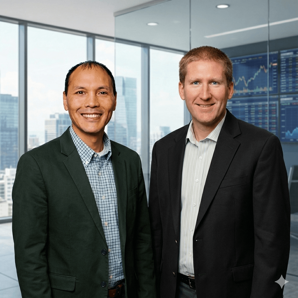 Tom Suvansri and Jeremy Kessler, strategic wealth planning advisors, in a modern office