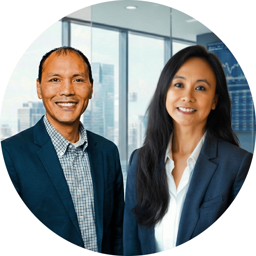 Tom Suvansri and Marlene Amata strategic wealth planning advisors, in a modern office